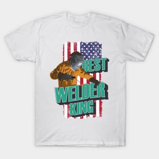 Best welder king USA flag T-Shirt